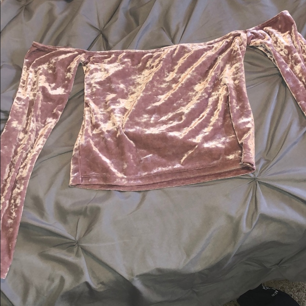 Pacsun Pink velvet off the shoulder long sleeve